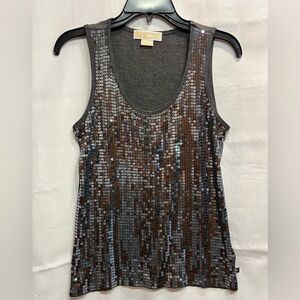 MICHAEL Michael Kors Charcoal Sequined Tank Size Petite Med